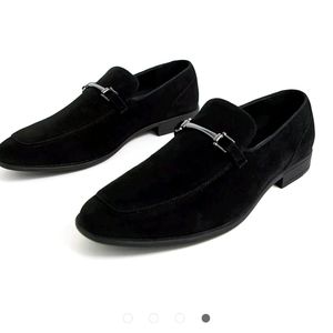 ASOS DESIGN Wide Fit loafers in black faux suede